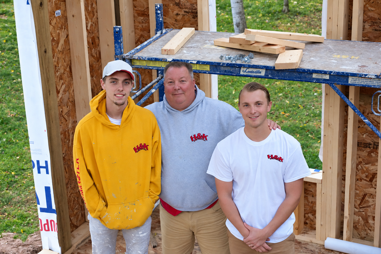 Rod Koelker with his sons Spencer and Sterling on an H&K jobsite today