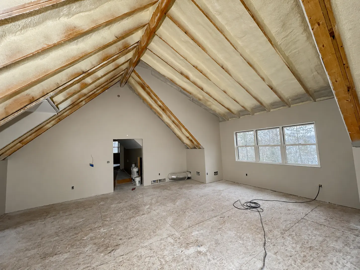 Addition interior before and after finishing